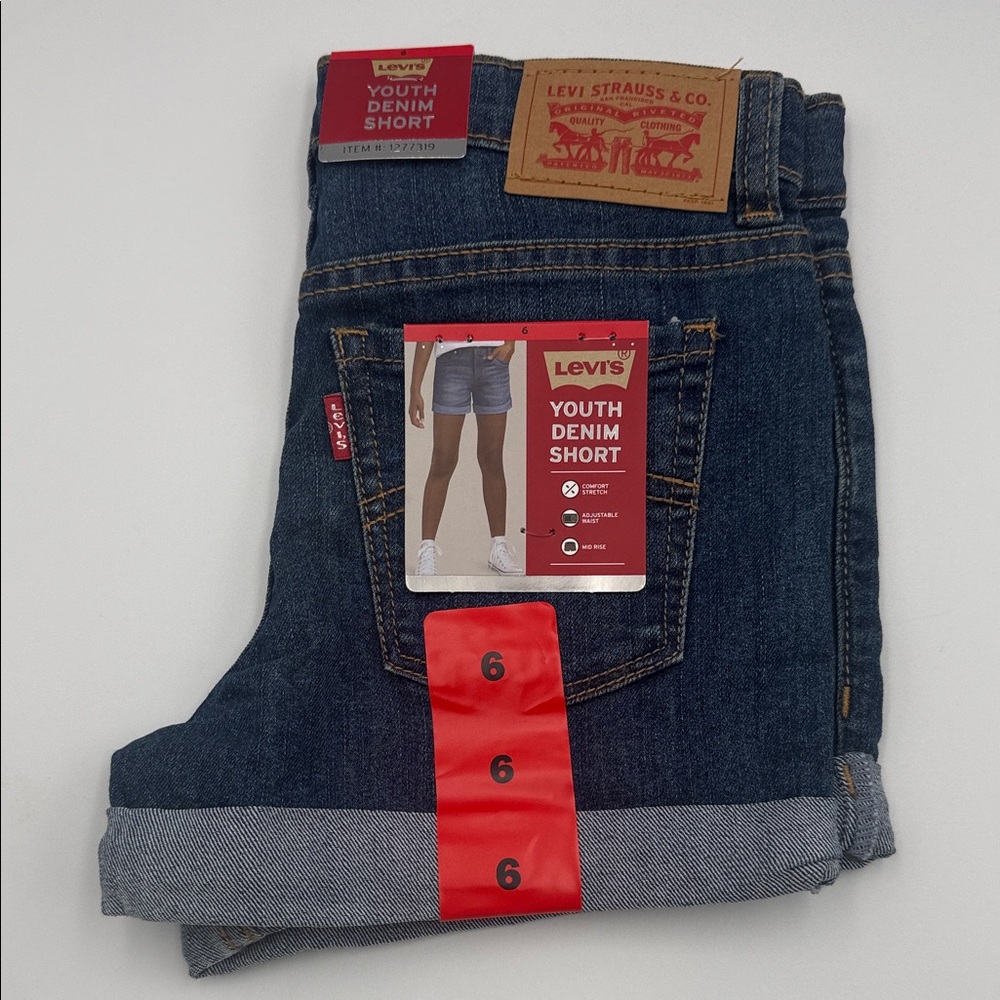 Levi's Classic Blue Denim Youth Shorts Size 6 Youth New
